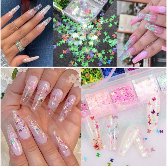 Warmfits 3D Holographic Butterfly Nail Glitter 24 Colors/Set Splarkly - Picture 6 of 8